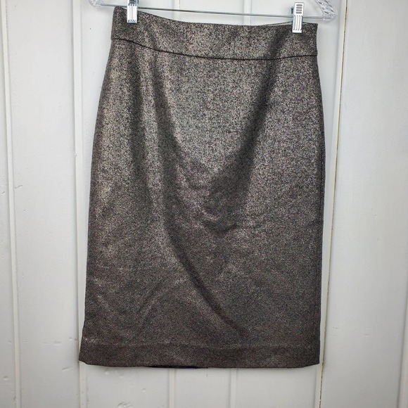 J. Crew Dresses & Skirts - J. Crew Collection Shimmery Metallic Wool Tweed Pencil Skirt Women's Size 2
